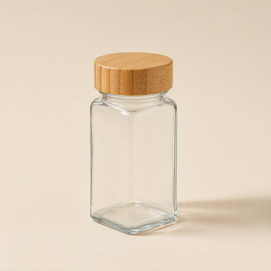 Transparent 120ml square glass seasoning shaker with lid - view 2