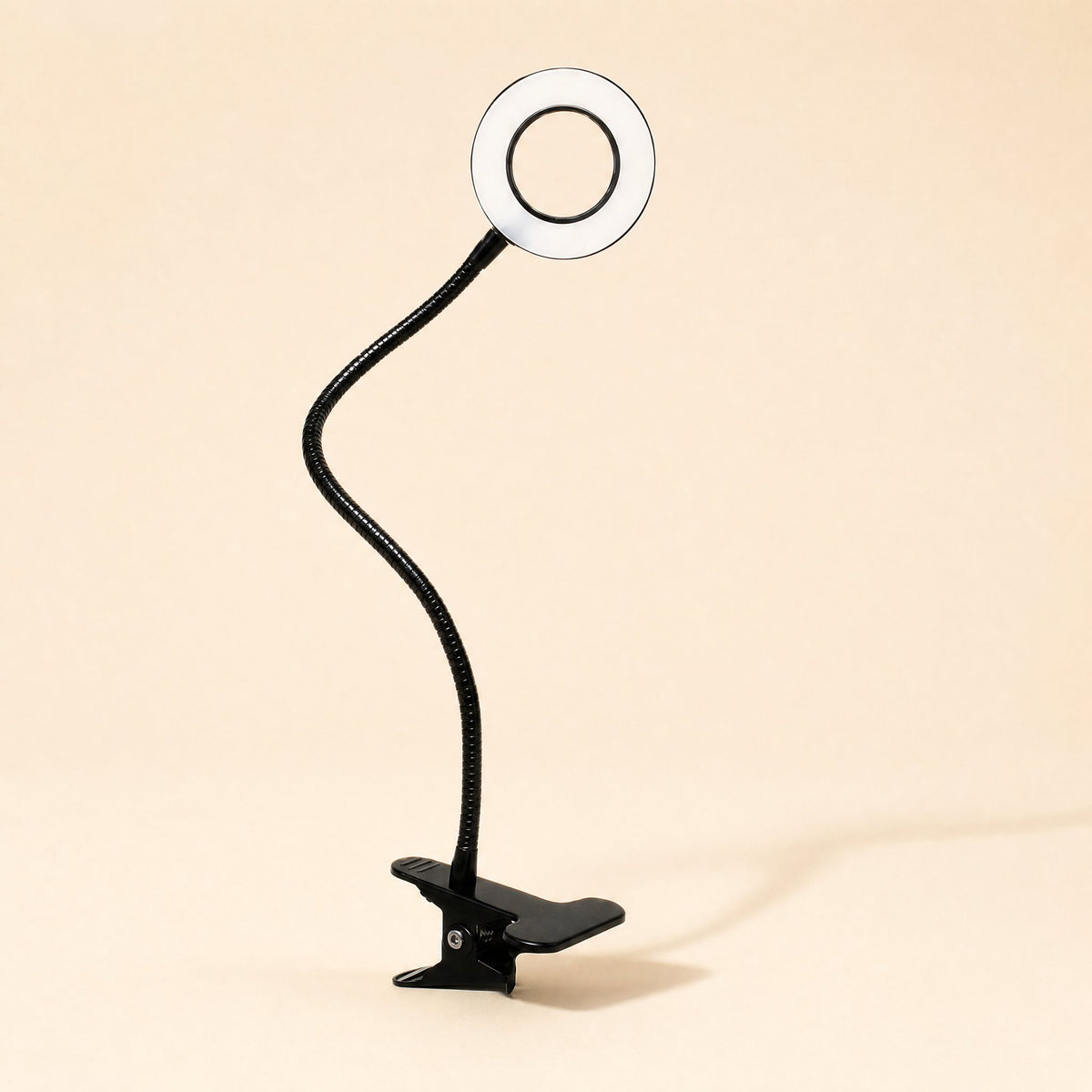 USB-powered clip-on table lamp with a metal shade and gooseneck form - view 4