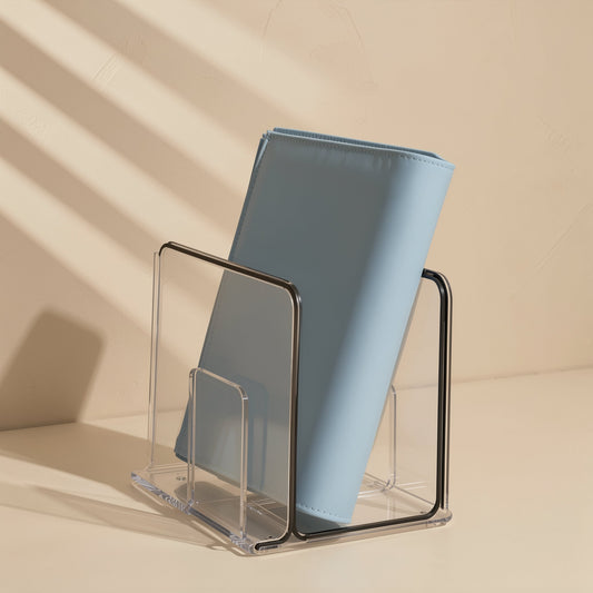 Plastic book stand with a fixed desktop form and four-column layout - view 2