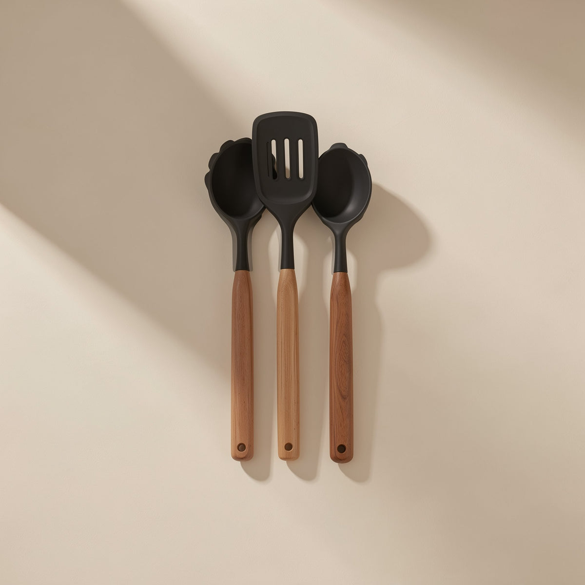12-piece silicone spatula and soup spoon kitchen utensil set with wood handles - view 5