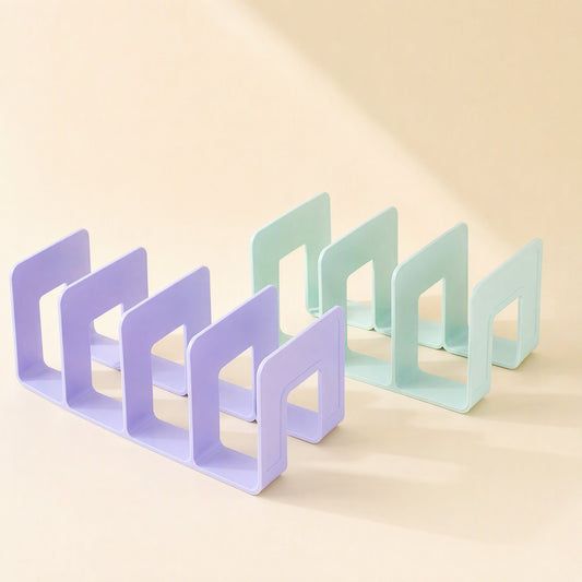 Plastic desktop book stand with a single-level file rack design - view 2