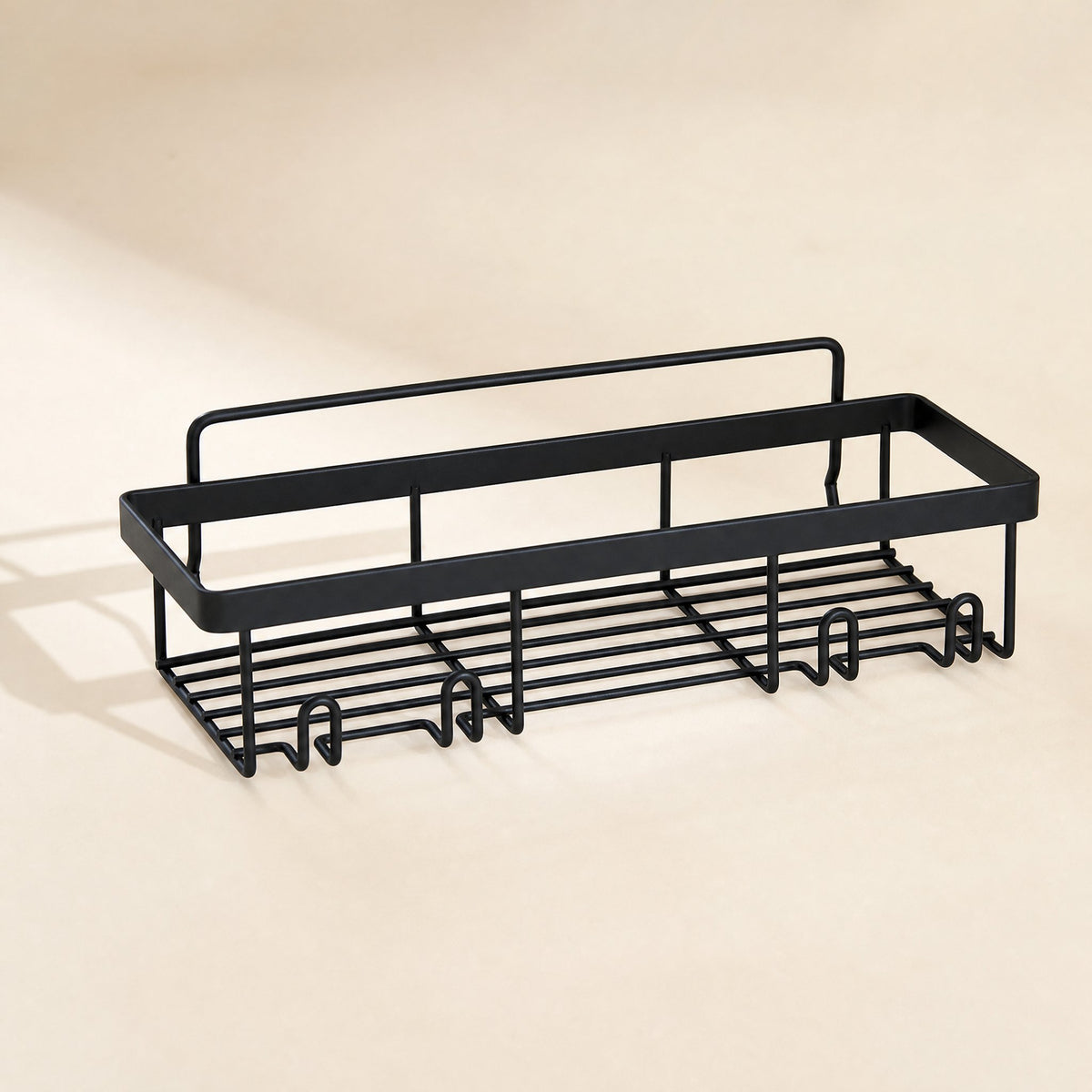 Iron bathroom storage rack with four hooks and three layers - view 5