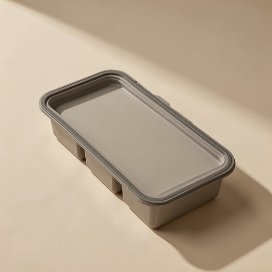 Rectangular silicone food storage container with divided compartments - view 2
