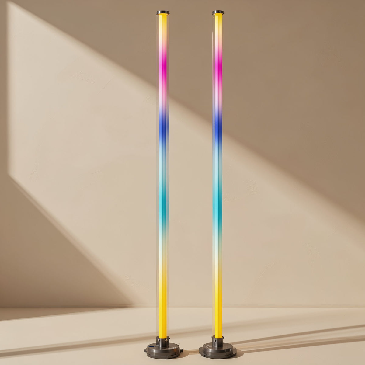 Modern-style LED floor lamp with aluminum body and remote-control switch - view 5