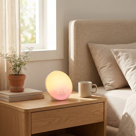 Mornsong™ Sunrise Alarm Clock With Radio in a calm home setting