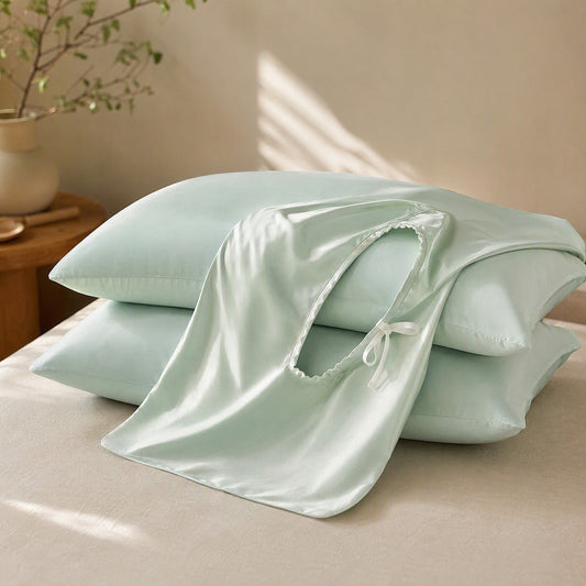 Silkfrost™ Ice Silk Cooling Pillowcase Set of Two, styled close view