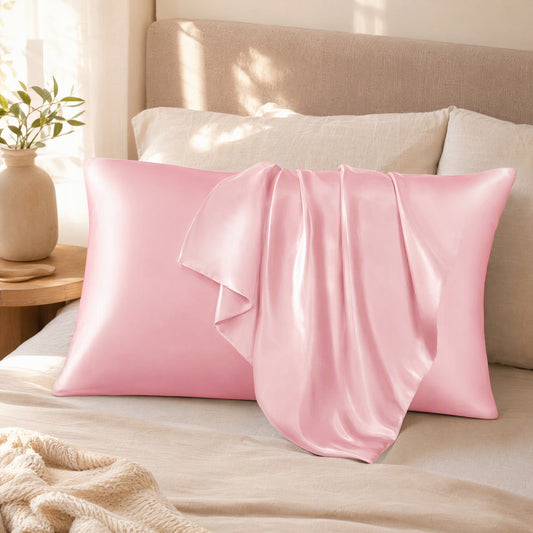 Silksway™ Faux Silk Satin Pillowcase in a calm home setting