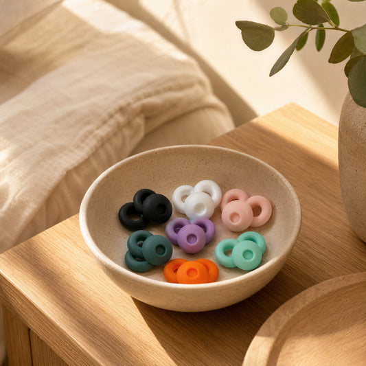 Quietseal™ Silicone Noise-Reducing Earplugs in a calm home setting