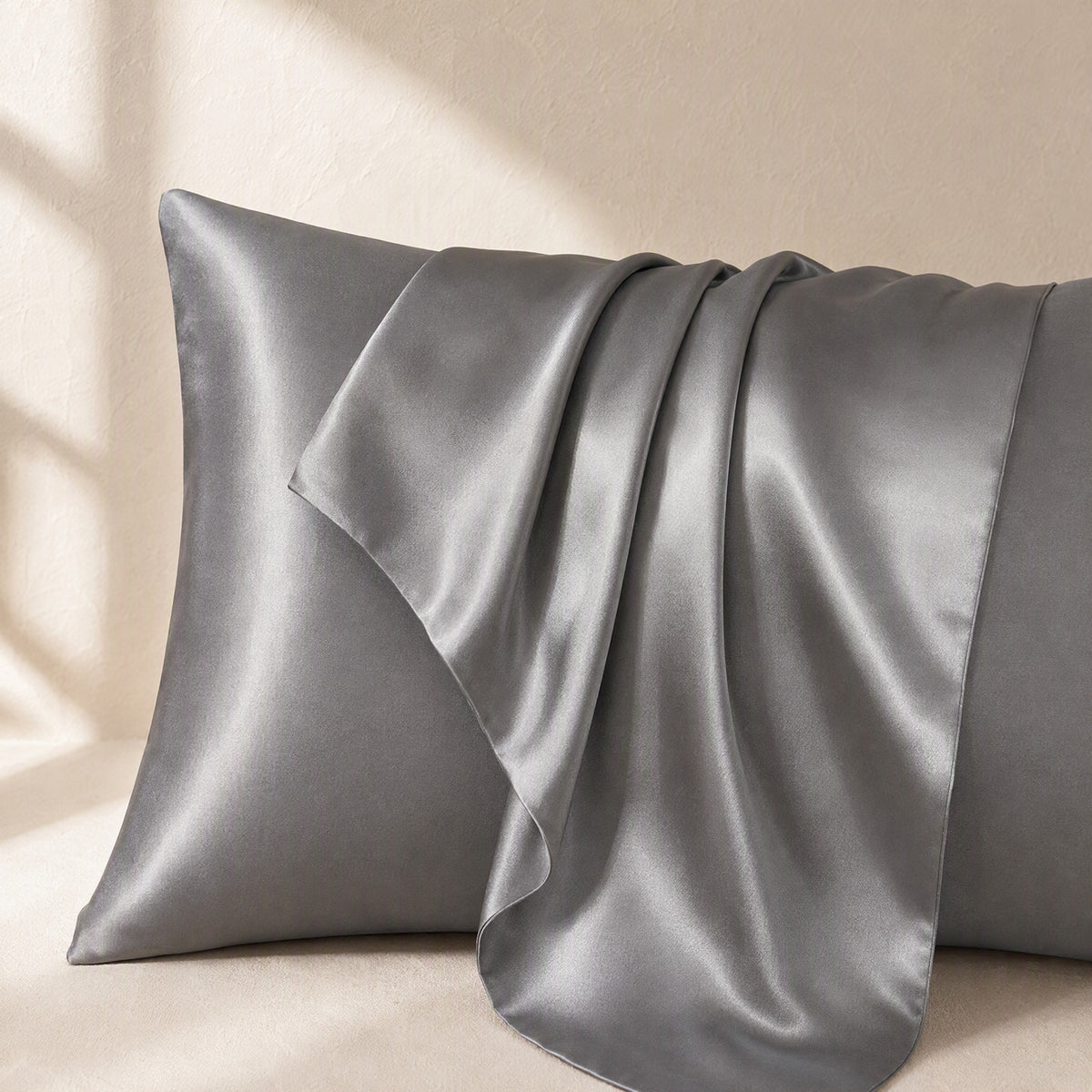 Glossweft™ Polyester Satin Silk Pillowcase, material and detail close-up