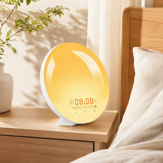 Dusktune™ Sunrise Sunset Alarm Clock With FM Radio in a calm home setting