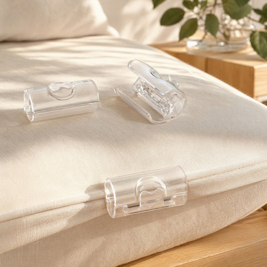 Linenclip™ Adjustable Plastic Sheet Buckle Clips in a calm home setting