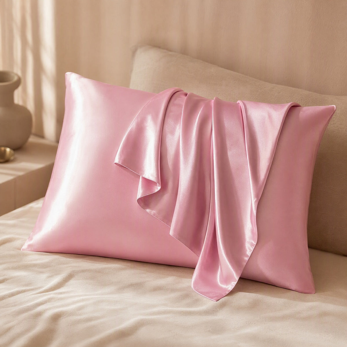 Satinfall™ Satin Pillowcase, 51 × 76 cm, styled close view