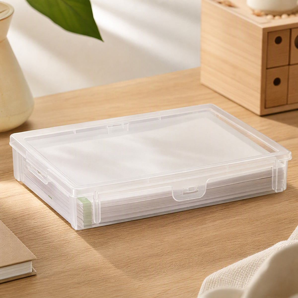 Fileview™ Transparent A4 File Storage Box, styled close view