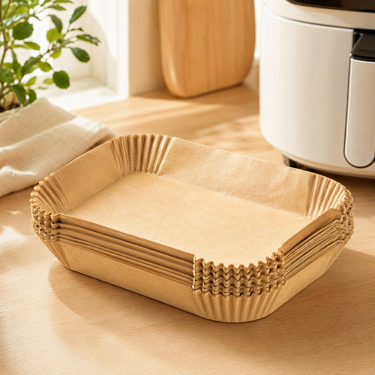 Greasefit™ Rectangular Greaseproof Air Fryer Paper in a calm home setting
