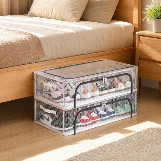 Shoesleep™ Under-Bed PVC Shoe Storage Box in a calm home setting