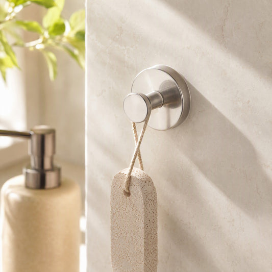 Grippeg™ Stainless Steel Suction Cup Hook in a calm home setting