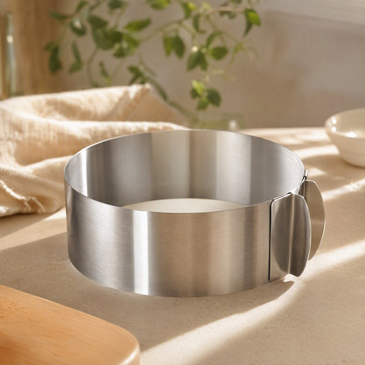 Ringform™ Stainless Steel Adjustable Cake Mold in a calm home setting