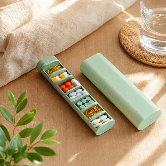 Daydose™ Seven-Day Pill Organizer Box in a calm home setting
