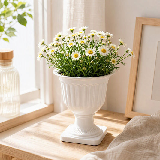 Bloomvase™ White PP Desktop Flower Pot in a calm home setting