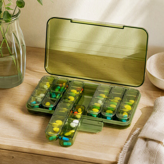 Mednook™ Medicine Storage Box With Compartments in a calm home setting