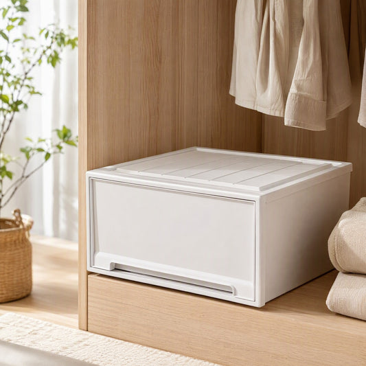 Drawerstow™ Plastic Drawer Storage Box in a calm home setting