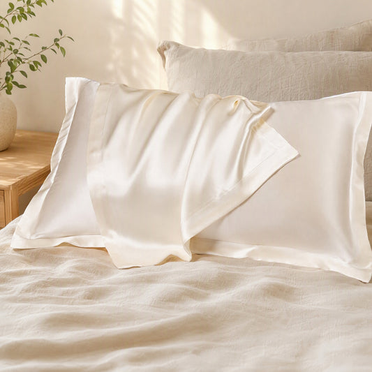 Silkfloat™ Polyester Silk Pillowcase in a calm home setting