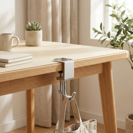 Bagledge™ Hanging Bag Desk Hook in a calm home setting