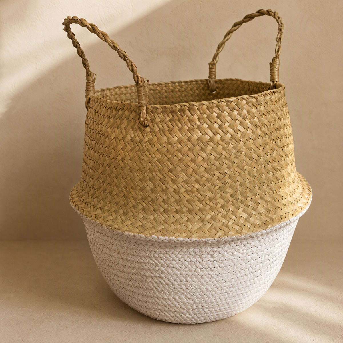 Strawnest™ Straw Woven Flower Pot Basket, material and detail close-up