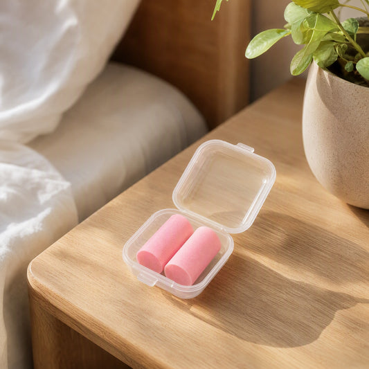 Dozesound™ Polyurethane Sleep Earplugs in a calm home setting