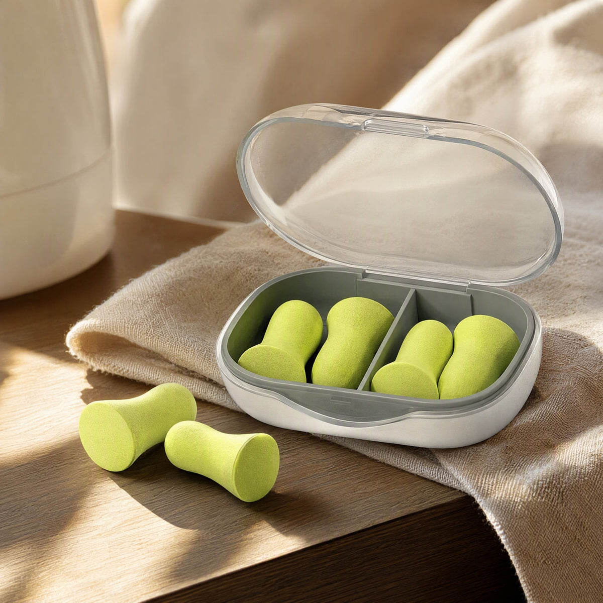 Snoozebud™ Sleep Earplugs With Sponge Material, styled close view