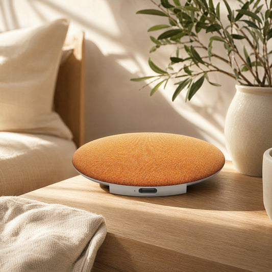 Dreamdisc™ White Noise Bluetooth Speaker Disc in a calm home setting