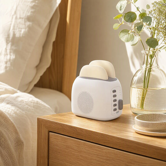 Snowtune™ White Noise Bluetooth Speaker in a calm home setting