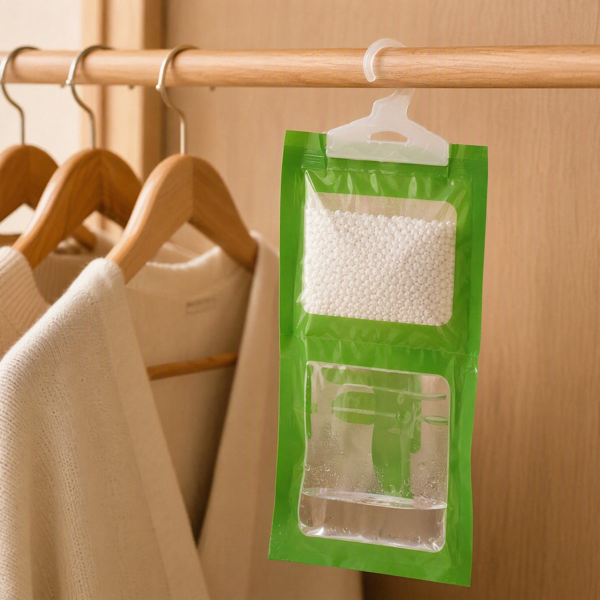 Dryperch™ Hanging Desiccant Dehumidification Bag, styled close view