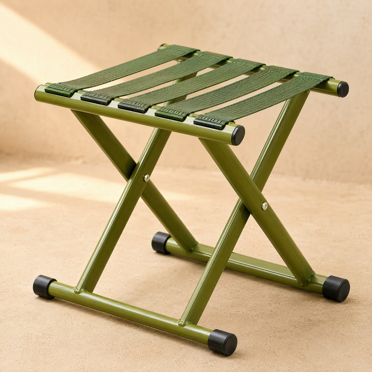 Stowseat™ Carbon Steel Folding Stool, material and detail close-up