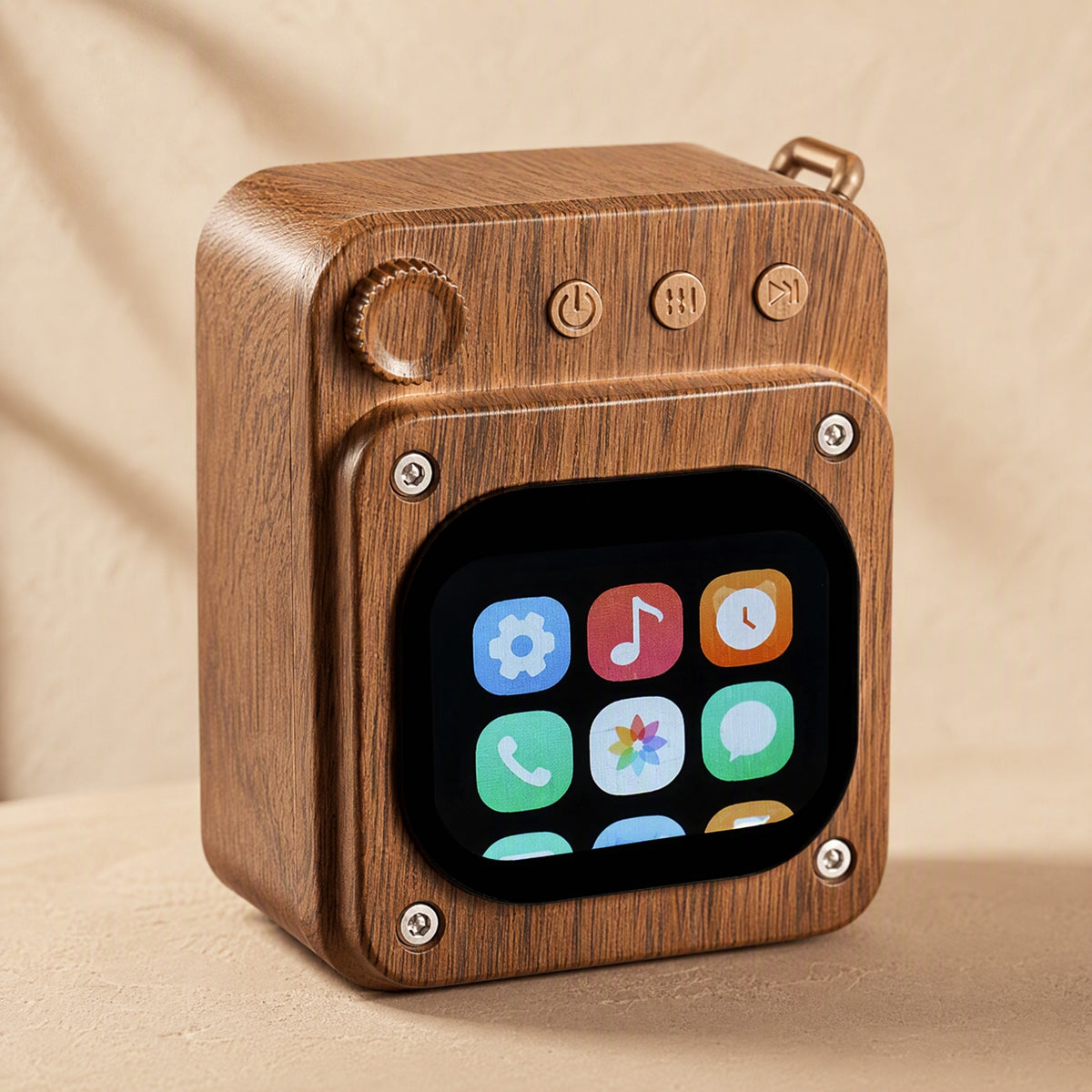 Oaknote™ Wood Grain Bluetooth Speaker, material and detail close-up