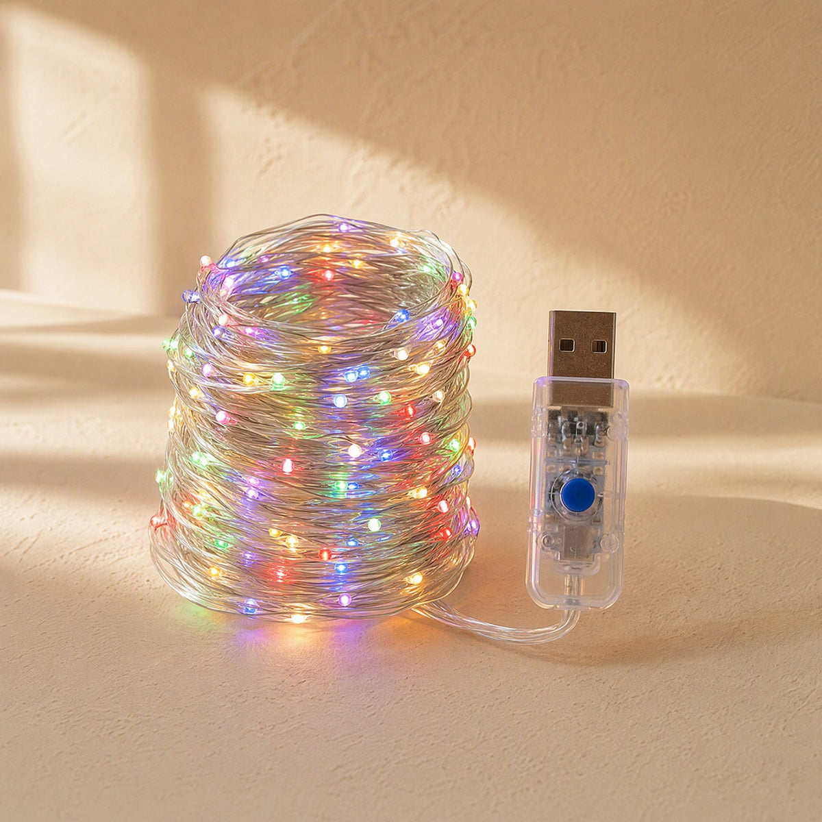 Wiregleam™ USB Copper Wire Curtain Lights, material and detail close-up