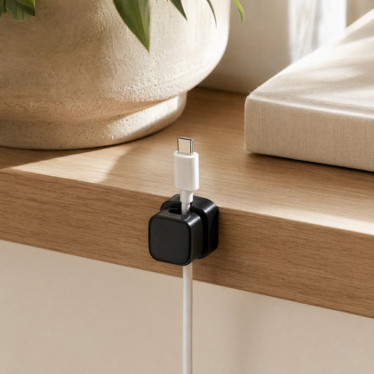 Maggrip™ Magnetic Cable Organizer Retainer in a calm home setting