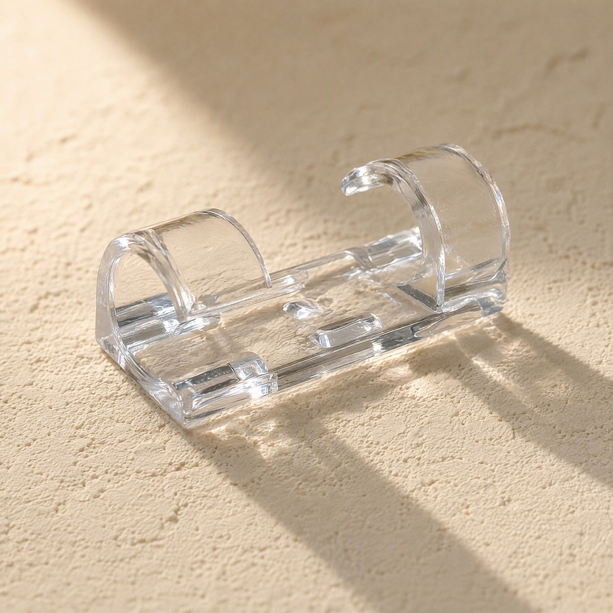 Clearloop™ Transparent Plastic Cable Organizer, material and detail close-up