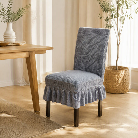 Skirtwell™ Polyester Chair Cover with Skirt in a calm home setting