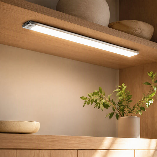 Stripglow™ Human Body Sensor Cabinet Light Strip in a calm home setting