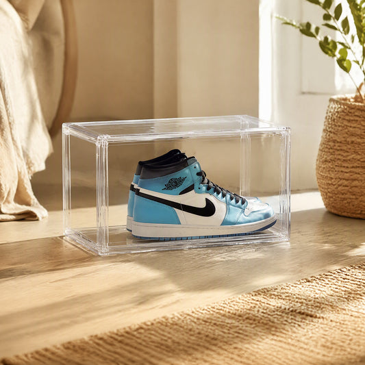 Shoehold™ Plastic Shoe Storage Box in a calm home setting