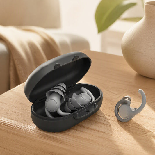 Softmute™ Silicone Noise-Reduction Earplugs in a calm home setting