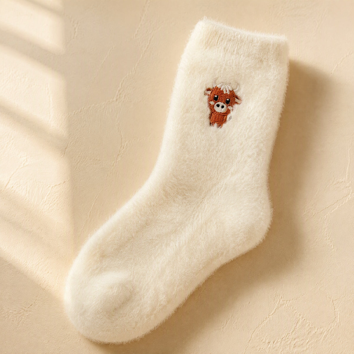 Mooheel™ Cartoon Cow Mid-Calf Socks, material and detail close-up