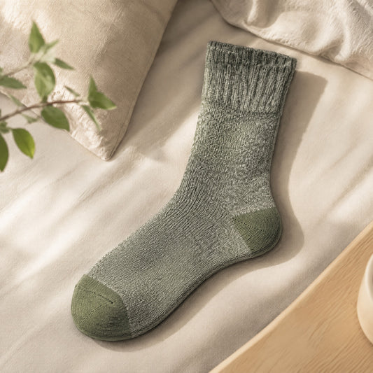 Calfweave™ Polyester Mid-Calf Socks in a calm home setting