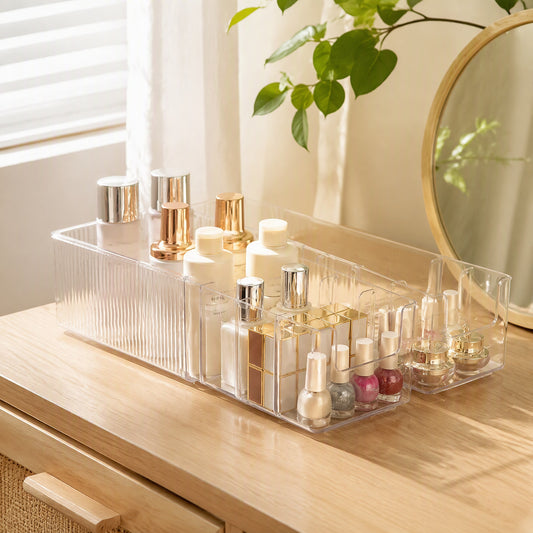 Sortspace™ Desktop Storage Box With Divisions in a calm home setting
