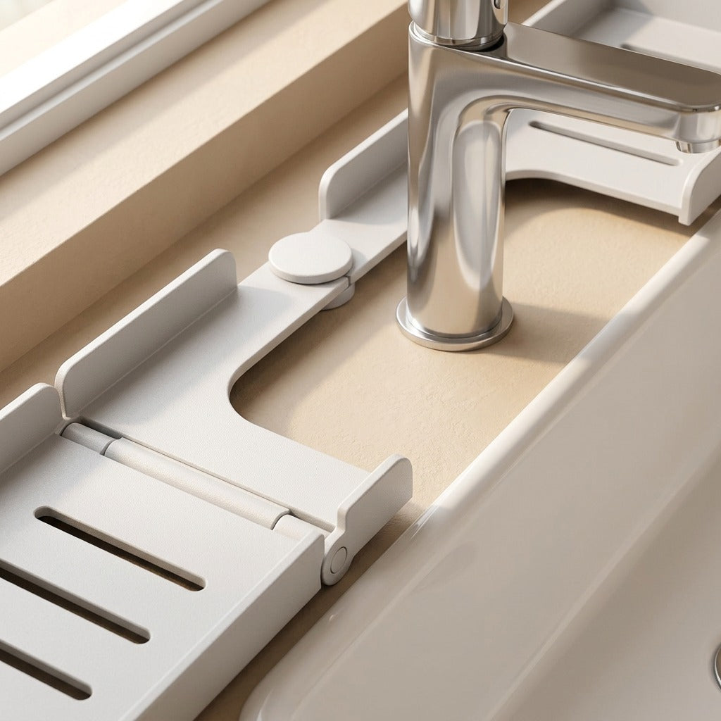Tapledge™ Foldable Washbasin Faucet Storage Rack, material and detail close-up