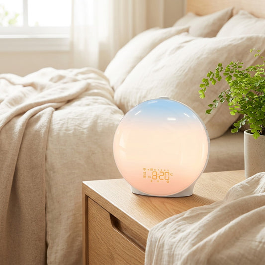 Dawnrest™ Touch Sunrise Alarm Clock With White Noise in a calm home setting