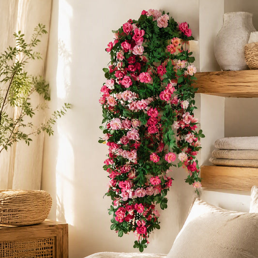 Rosetrail™ Artificial Rose Flower Vine Bouquet in a calm home setting