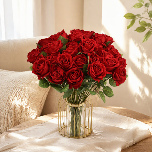 Roseplush™ Velvet Artificial Rose Flower in a calm home setting