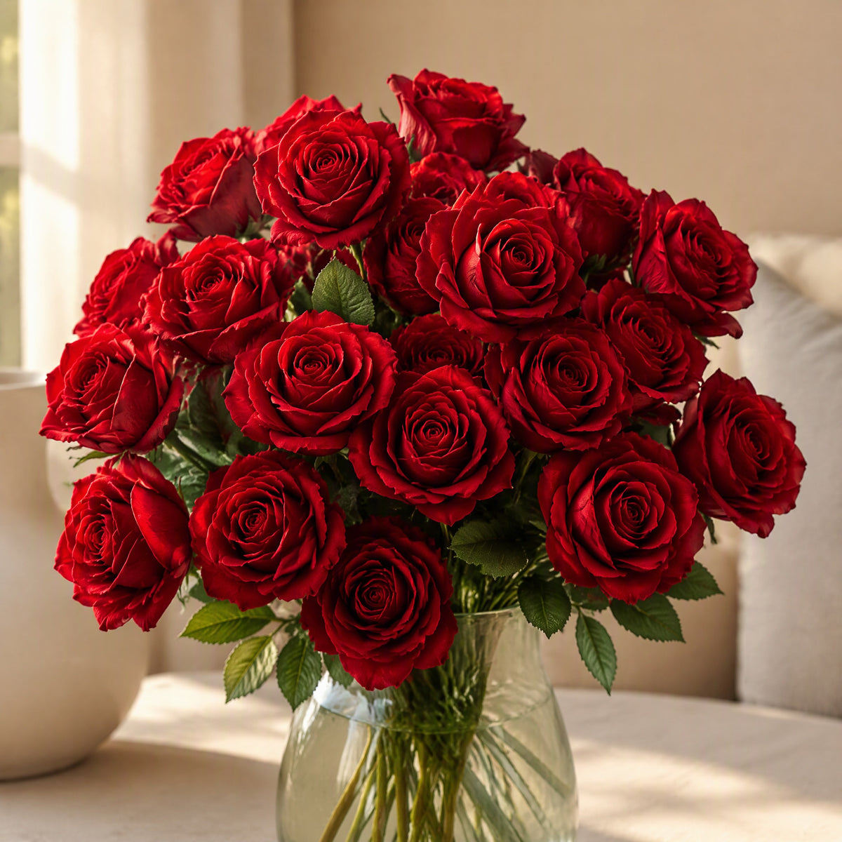 Roseplush™ Velvet Artificial Rose Flower, styled close view